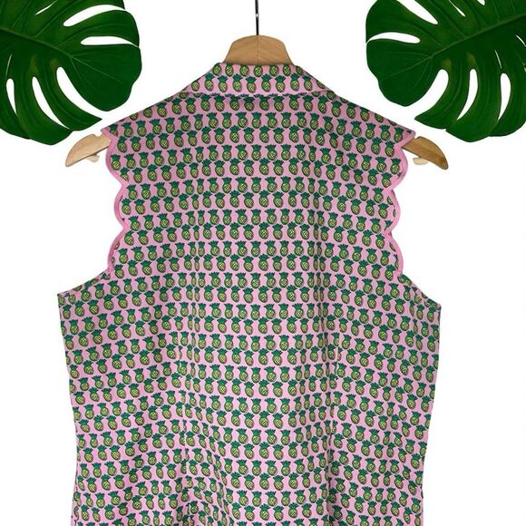 Talbots Scallop Shirt in Dancing Pineapple Print - Picture 5 of 9